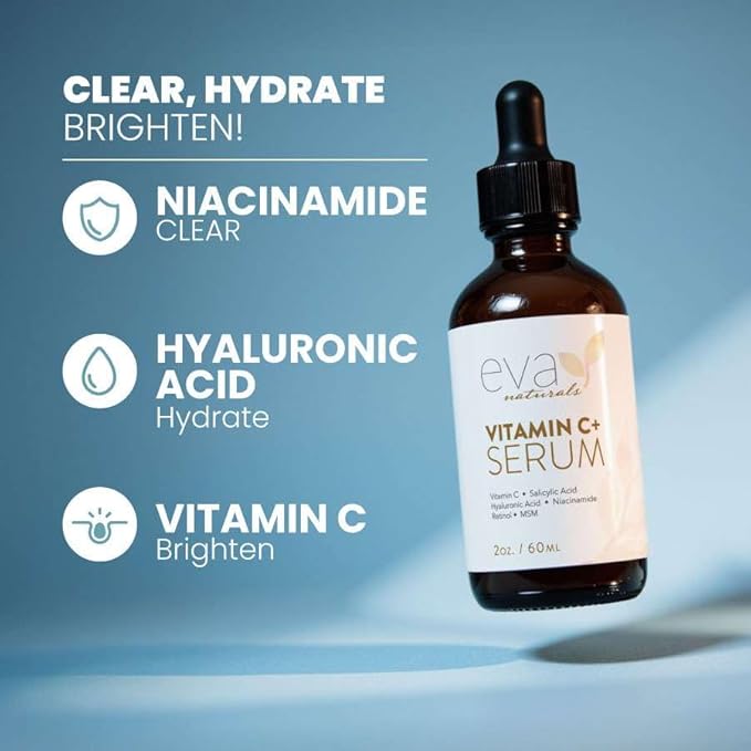 Vitamin C Serum for Face with Retinol & Salicylic Acid – Skin Clearing Acne Spot Treatment with Niacinamide, Hyaluronic Acid, MSM – Anti-Aging Facial Serum for Dark Spots and Blemishes