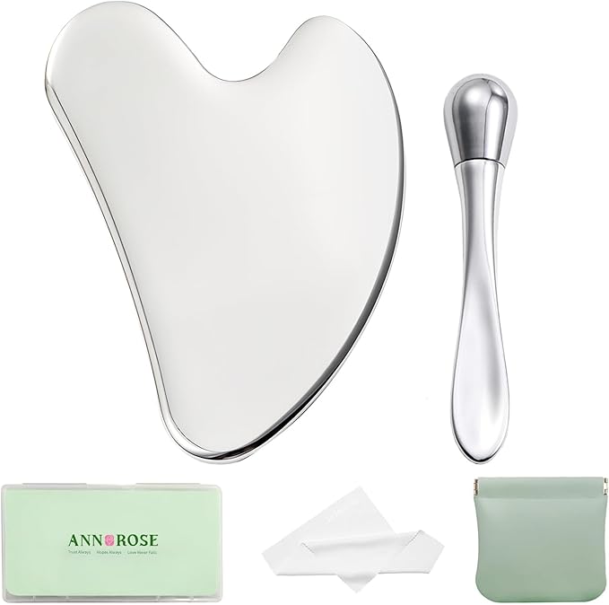 Stainless Steel GuaSha & Eye Cream Applicator Facial Tools, Metal Guasha for Face Neck, Eye Massager Tool, Lymphatic Drainage Face Massage Tool, Skin Care Gift