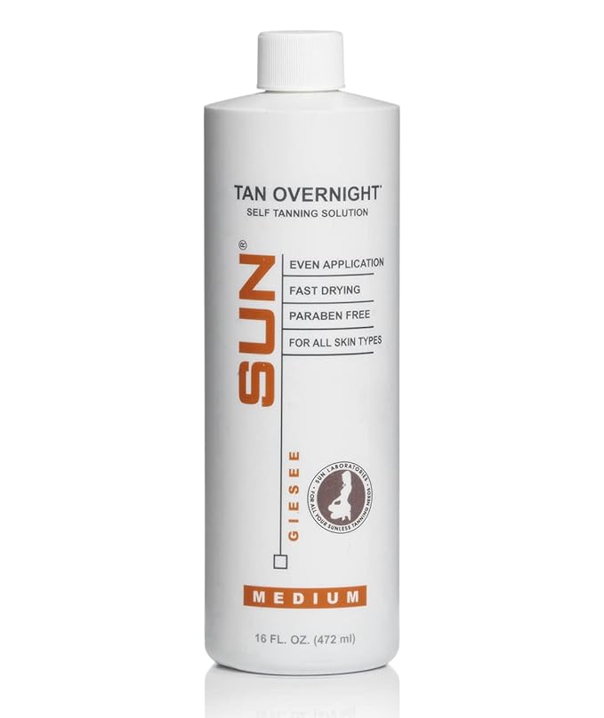 Sun Laboratories By Giesee Tan Overnight Spray Tan Solution 16 oz - Professional Tanning Spray, Sunless Tanner, Spray Tan, Self Tanner Lotion, Face Tan Spray, Non Toxic Spray Tan