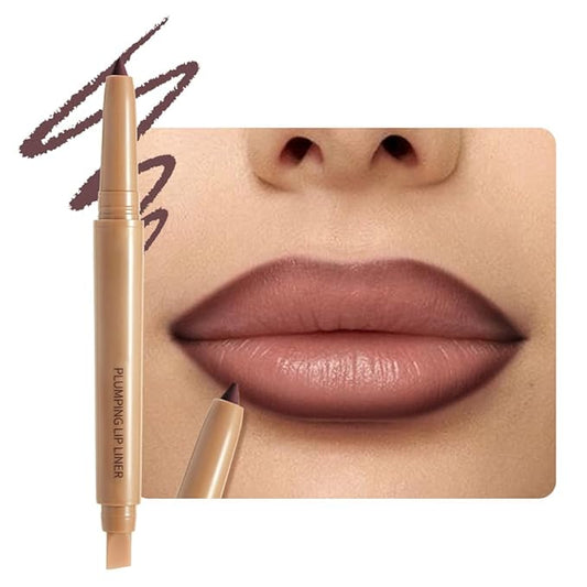 Maroon Matte Lip Liner Pencil, Plump Lip Liners Long-Lasting Creamy Formula, With Silicone Smudger for Define Contours & Sculpting Lip, Waterproof Non-Staining Crayon Lip Liner 08#