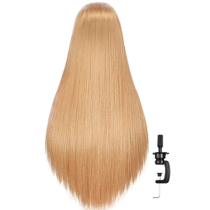 FABA Mannequin Head with Hair 26"-28" Doll Cosmetology Practice Braiding with Free Clamp Holder