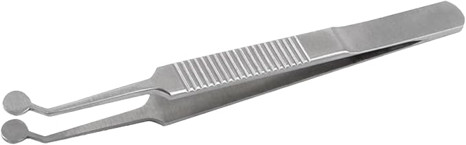 Meibomian Gland Expressor Forceps, Eyelid Gland Blockage Unblocking Tools, Stainless Steel Eyelid Massage Tweezers-Round Tip for Dry Eyes Extraction Tool(Silver)