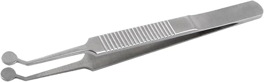 Meibomian Gland Expressor Forceps, Eyelid Gland Blockage Unblocking Tools, Stainless Steel Eyelid Massage Tweezers-Round Tip for Dry Eyes Extraction Tool(Silver)