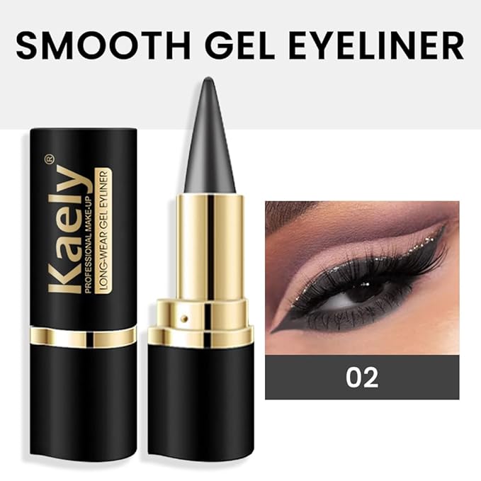 Kaely Gray Gel Eyeliner Pencil,Waterproof Smudge Proof Eye Liner Pen,Cat Eye Goth Halloween Makeup,Eye Black Face Paint Lipstick Crayon,Color Colorful Eyeliner Eyeshadow Stick,02
