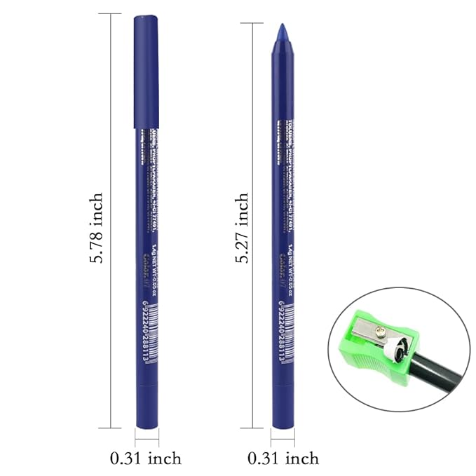 evpct 3Pcs Shimmer Royal Blue & Dark Blue & Royal Blue Gel Glitter Eyeliner Pencils Set for Women Waterproof Smudge Proof lapiz de ojos delineador de ojos contra el agua Eye Liner Makeup 07 08 24