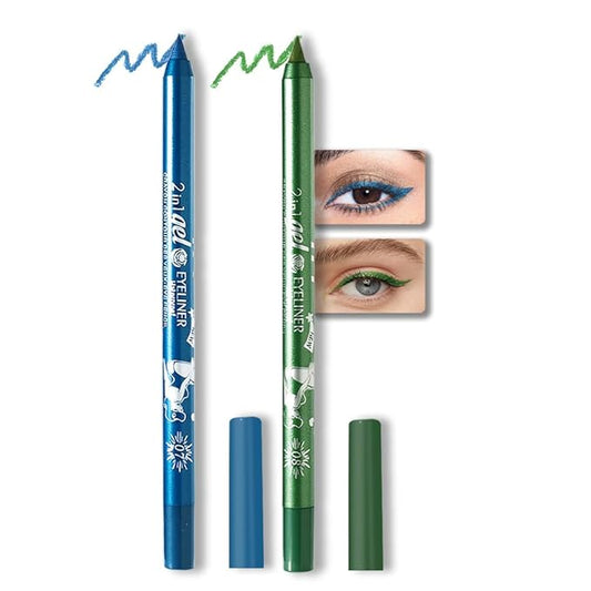 Kaely 2Pcs Sky Blue Green Waterline Pencil Eyeliner, Sharpenable Multi-Use Gel Eyeliner Pencil, Eye Liner Waterproof Smudge proof, Smooth Eye Makeup Liners, delineador de ojos contra el agua, 07+08