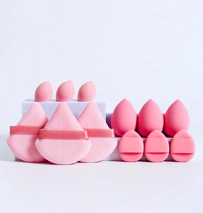 Generic Makeup Sponges Cushion Blush Puff, 12 Pieces, Pink Color
