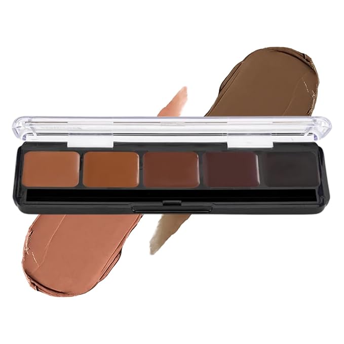 Graftobian HD Glamour Crème Foundation Palette (Neutral #3) - High Definition 5 Color Makeup Palette, Cream Based Foundation Concealer and Contour Palette, Full Coverage - Deep Neutral Skin Shades