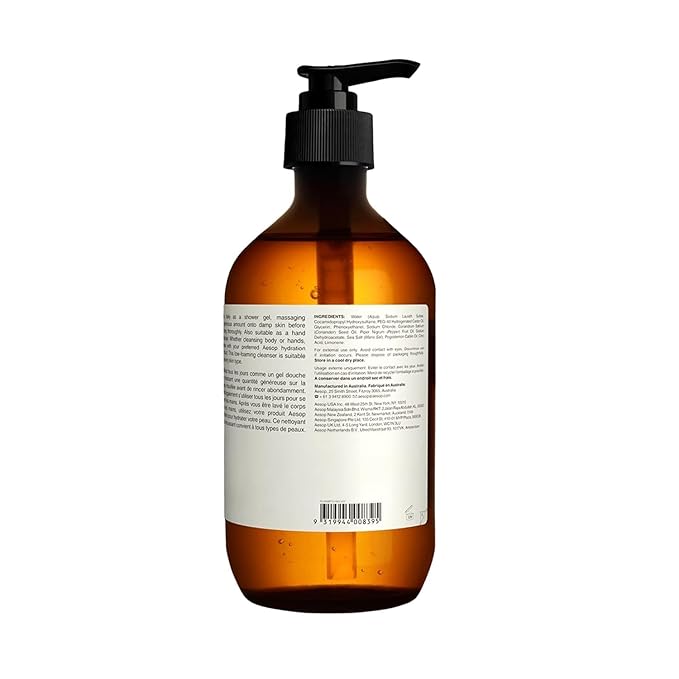 Aesop Coriander Seed Body Cleanser | Refreshing & Invigorating | Spicy, Woody, Warm | 16.9 oz / 500mL + Eleos Nourishing Body Cleanser Sample