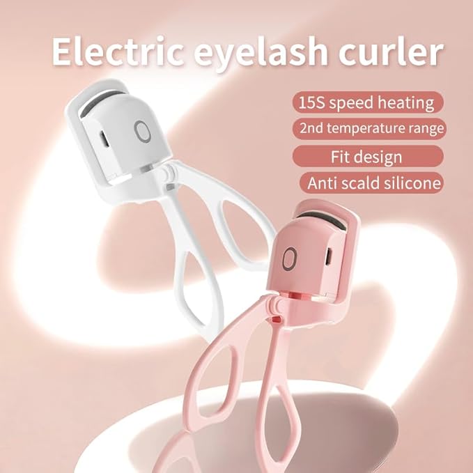 Electric Eyelash Curler, Mini Portable Design, White, 15s Quick Heat, 2-Temperature Control, Anti-Burn Protection, for Women