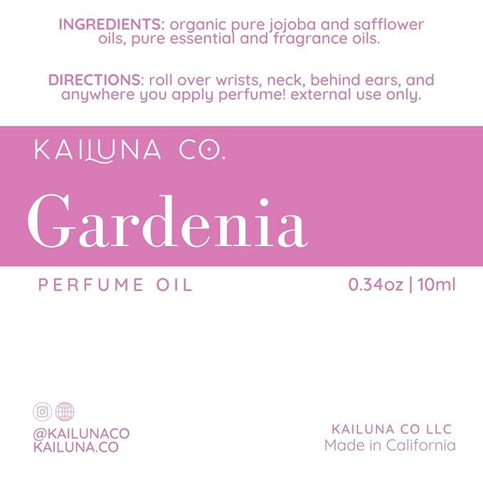 Gardenia Delicious Pure Essential and Fragrance Oil Perfume Roll On with Organic Jojoba Oil, Alcohol Free, Small-Batch, Made in California, 0.34 Fl Oz