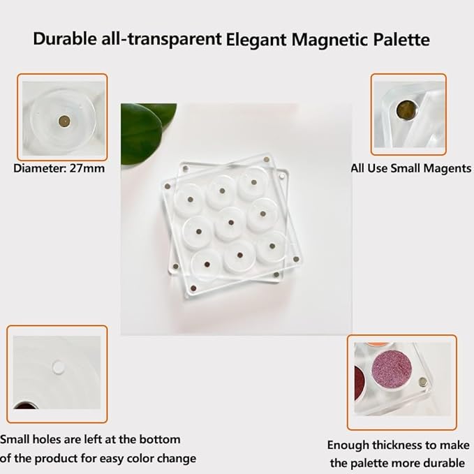 New Empty Acrylic DIY Your Own Magnetic Eyeshadow Palette All Transparent Elegant Eye Shadow Makeup Palette Make-up mixing palettes sold empty 26mm*9 holes