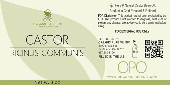Pure Castor Oil - 8 oz w/Dispense Cap - Pure, Natural, Non-GMO, Hexane-Free, Vegan Carrier Oil - Promotes Hair Growth, Conditions - Skin, Hair, Lashes, Brows, Cuticles & More