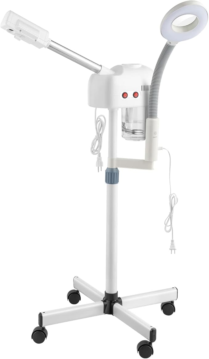Winado 2 in 1 Facial Steamer with 5X Magnification Light, Deep Cleaning for Personal Skin Care, Beautician Steamer Professional Humidifier Facial Spa Mist Steam for Home & Beauty Salon, White