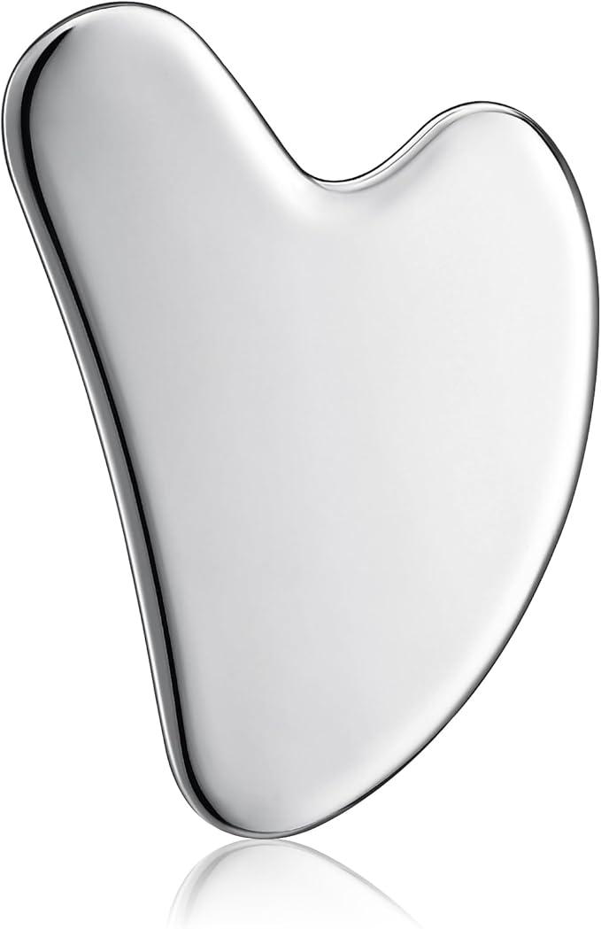 rosenice Gua Sha Facial Tools Guasha Tool Gua Sha Jade Stone for Face Skincare Facial Body Acupuncture Relieve Muscle Tensions Reduce Puffiness Festive Present (Metallic)