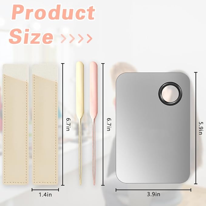 5PCS Makeup Mixing Palette, Stainless Steel Cosmetic Makeup Palette With Spatula Makeup Artist Tool, Professional Cosmetic Mixing Makeup Palette For Mixing Eye Shadow/Eyelash/Nail Art/Foundation