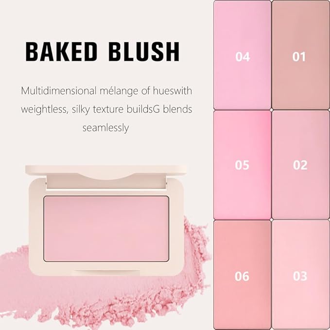 Nude Pink Matte for Face Cheeks Blush, Natural Cream Blushes Makeup Palette, Light Monochrome Blush Creamy Powder Palette Makeup for Older Women, Blushes Eyeshadow Foundation for Every Day 02