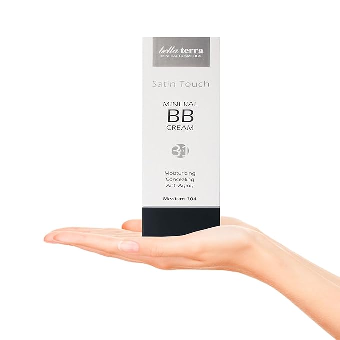 Bellaterra Cosmetics BB Cream - Tinted Moisturizer & Mineral Foundation Makeup, Medium 104 - Lightweight, Oil-Free, Buildable Coverage, Matte Finish, Anti-Aging Concealer, Clean Beauty, 1.69 oz