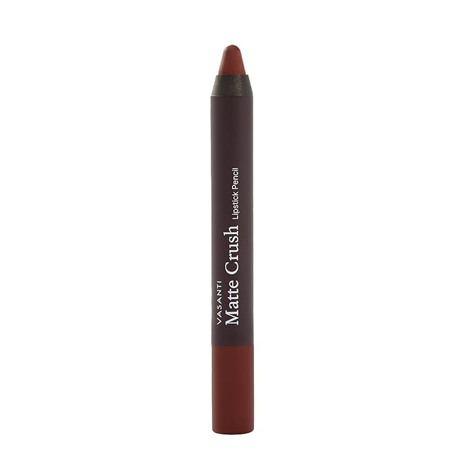 VASANTI Matte Crush Lipstick Pencil – Brownie Bite – High-Pigment, Soft Matte Lip Color – Long-Lasting, Water-Resistant, Smudge-Proof Lip Liner & Lipstick in One