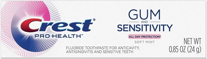Crest Pro Health Gum and Sensitivity Toothpaste for Sensitive Teeth, Soft Mint, Travel Size 0.85 oz (24g) - Pack of 12