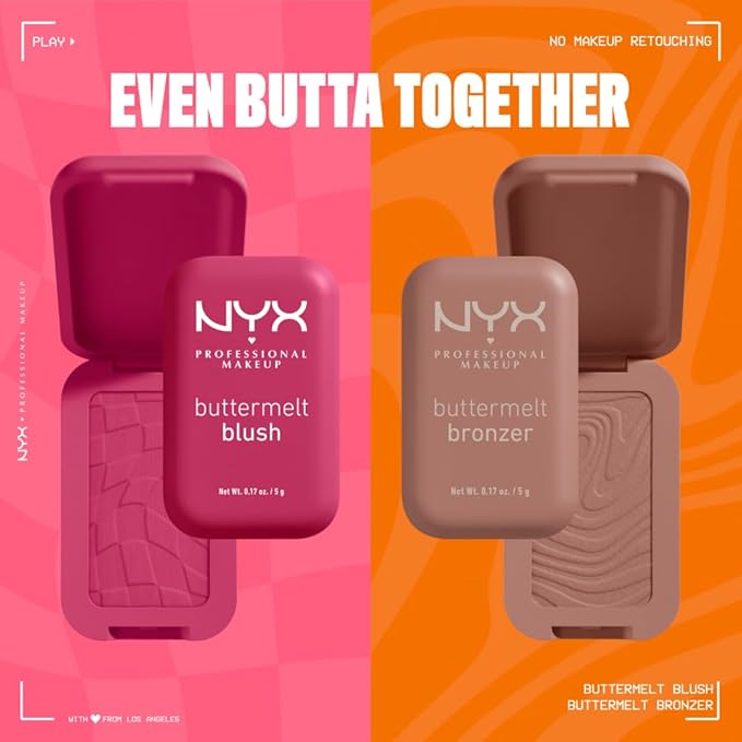 NYX PROFESSIONAL MAKEUP Buttermelt Powder Blush, Fade and Transfer-Resistant Blush, Up to 12HR Make Up Wear, Vegan Formula - Had Butta