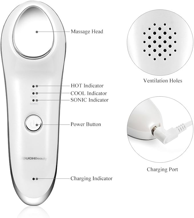 TOUCHBeauty Hot & Cold Facial Massager - Handheld Vibration Skin Rejuvenating Relaxation Device for Smoother Tighter Face, Skincare Warming & Cooling Beauty Tool for Women