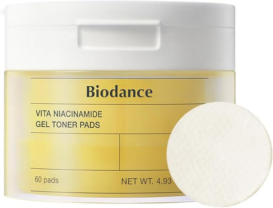 Biodance Vita Niacinamide Gel Toner Pads, Dark Spot Corrector, Evening Skin Tone, Hydrating for Sensitive Skin, Gentle Exfoliating Toner Pads, Korean Skincareㅣ4.93 fl.oz.(140g)*60Pads