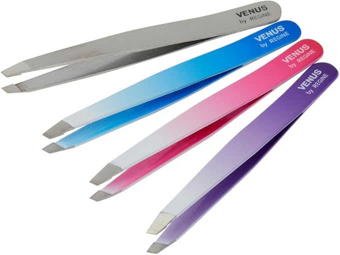 Venus by Regine Slant Tweezers - Handmade Precision Tool for Women & Men, 25-Degree Angle for Shaping Eyebrows & Grooming Facial Contours, Suitable for Eyebrow & Facial Hair Removal (Lavender Ombre)