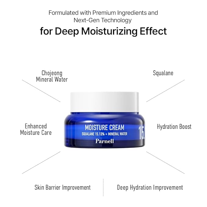 Parnell Squalane 15.13% | 50ml / 1.69 fl.oz. | Mineral Water Moisture Cream, hydrating cream for face, hydrating moisturizer face cream, korean skin care, korean beauty