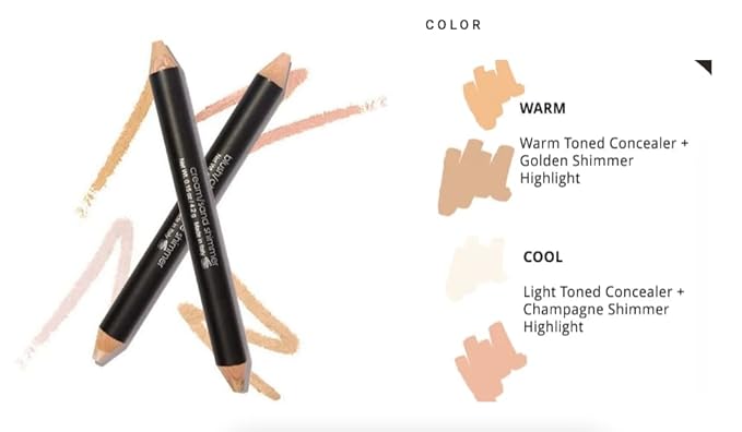 elke DUO BROW HIGHLIGHTER PENCIL (Cool | Blush - Champagne) soft shimmer sheen highlighter, concealer corrector