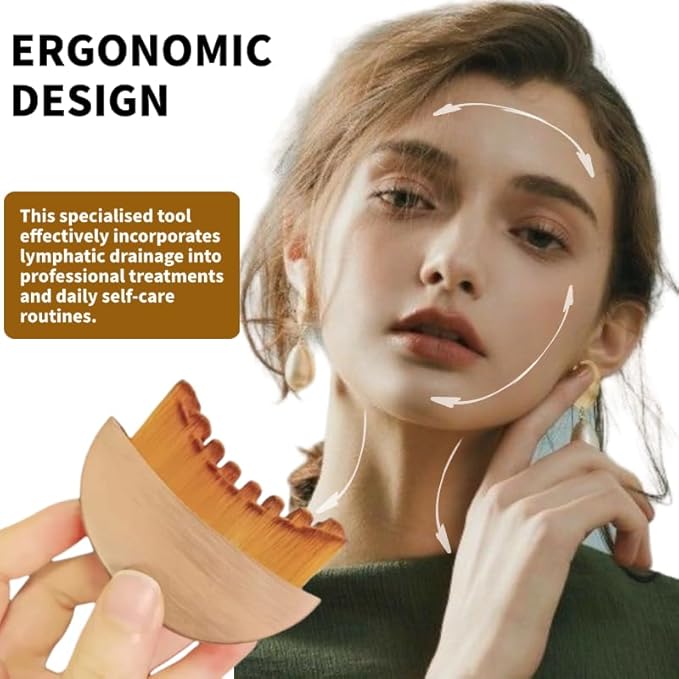 Lymphatic Contour Face Brush,Contour Face Brush for Lymphatic Drainage,Dry Lymphatic Drainage Massager,Ergonomically Designed to Fit The Skin Precisely