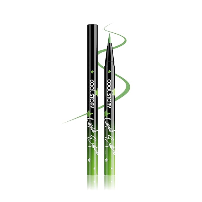 COOL STORY Liquid Eyeliner Waterproof Smudge Proof Eye Liner, 24H Long-Lasting, 0.6ml/0.02 fl.oz (Green)