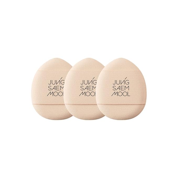 JUNG SAEM MOOL Skinny Tap Puff 3pcs, Mini Precision Puff for Concealer and Touch-Up, Ultra-Slim Fitting Makeup Sponge for Seamless Coverage Around Nose Eyes Lips, Travel-Friendly Korean Beauty Tool