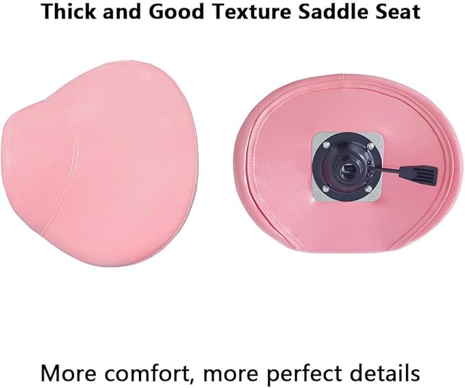 Antlu Saddle Stool Rolling Chair for Massage Clinic Spa Salon Cutting, Saddle Rolling Stool with Wheels Adjustable Height (Pink)