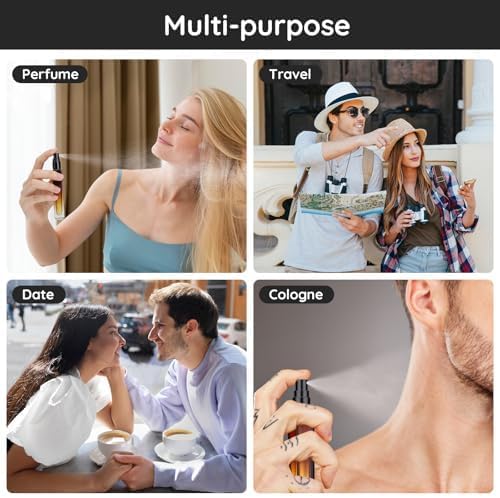 Segbeauty Travel Perfume Bottle, 10pcs 10ML Empty Refillable Glass Perfume Atomizer, 0.34oz Portable Cologne Dispenser Spray Bottle Travel Size Sample Bottles Sprayer Perfume Making Kit Gradient Amber