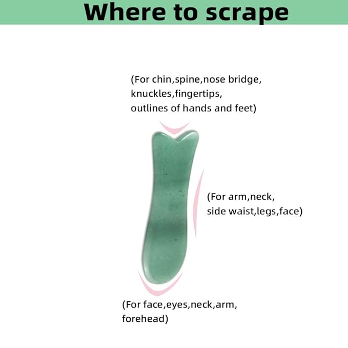Facial Gua Sha Tool for Chin Massage Tool Natural Jade Stone Gua Sha Board for Face SPA Acupuncture Therapy Trigger Point Treatment