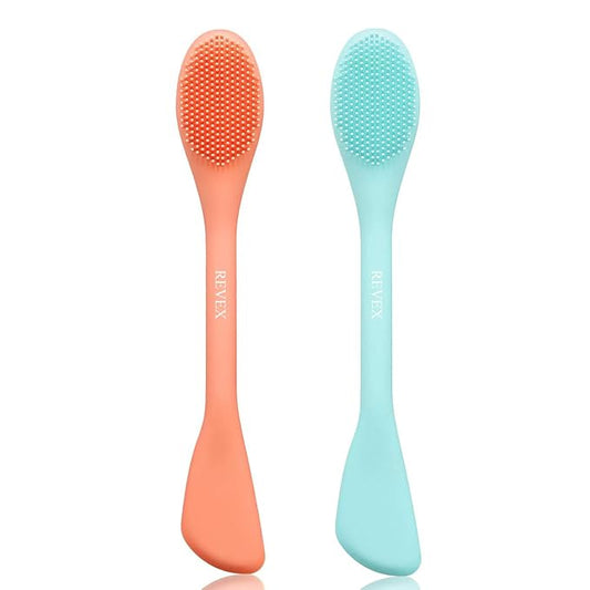REVEX Silicone Face Mask Applicator,Face Scrubber,Lymphatic Drainage Massager,2Pcs Pore Cleaning Brush,Facial Cleansing Brushes,Contour Face Brush for Lymphatic Drainage.(Orange+ Blue)