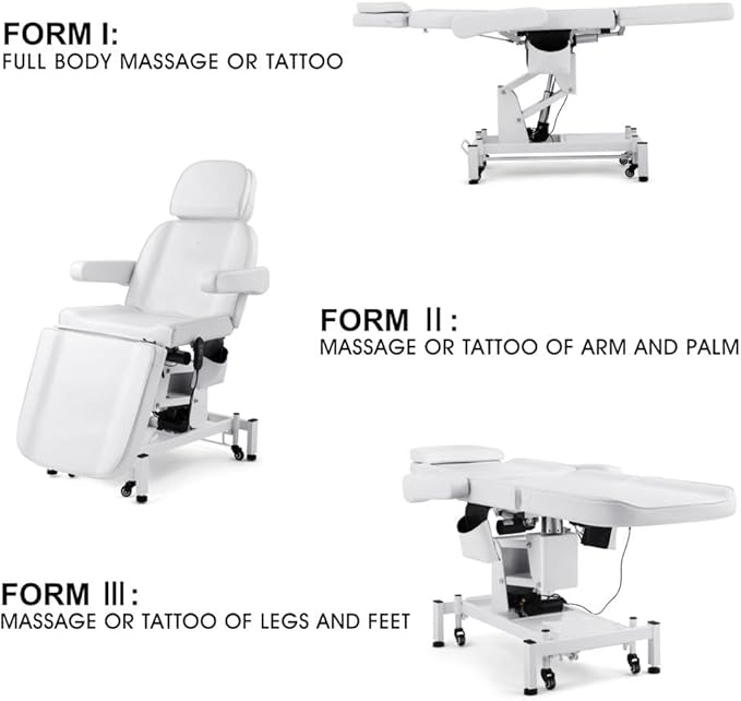 Artist hand 3 Motor Electrical Facial Bed for Esthetician 110V Removable Massage Table Beauty Bed Medical Aesthetic Tattoo Chair with Rotatable Armrests