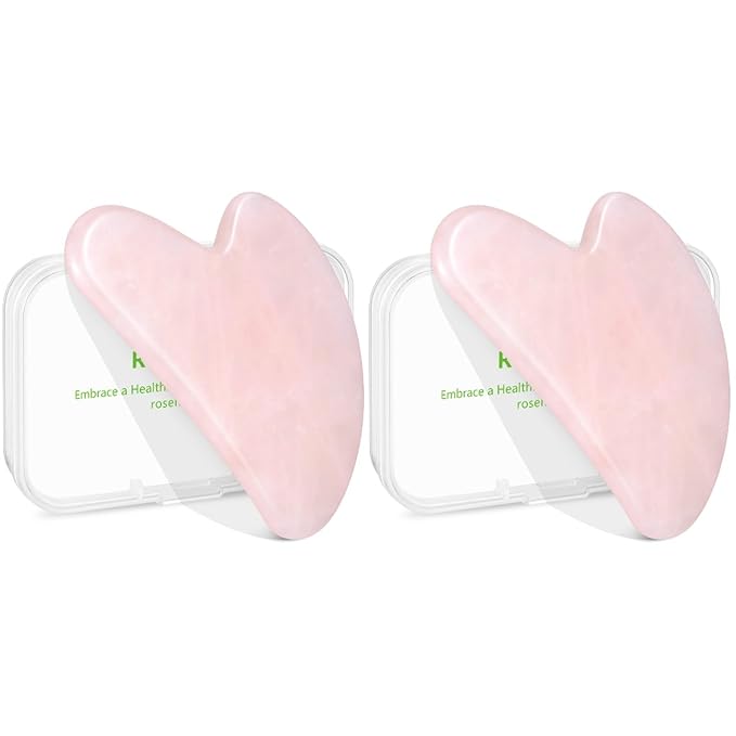 rosenice Gua Sha Facial Tool: 2-Pack Jade GuaSha Stone Massager for Women - Face Sculpting, Puffiness Reduction, Jawline Definition