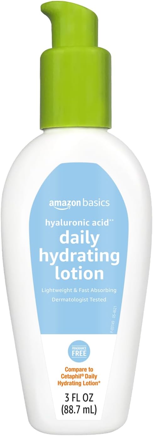 Amazon Basics Hyaluronic Acid Face Lotion, Hydrating, 3 Fluid Ounces (1-Pack), Perfect for Daily Use