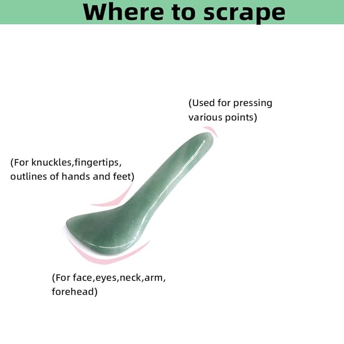 Gua Sha Facial Tool Natural Jade Stone Massage Board Tools for SPA Acupuncture Therapy Trigger Point Treatment, Gua Sha Scraping