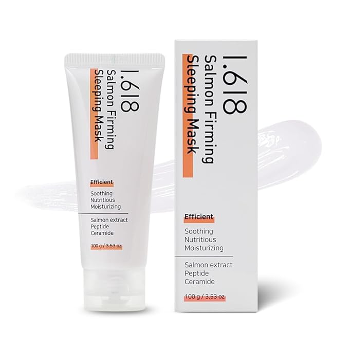 1.618 Salmon Firming Sleeping Mask with Ceramides & Hyaluronic Acid – Hydrating, Soothing, Anti-Wrinkle Overnight Face Mask for Dry & Sensitive Skin | Fragrance-Free | K-Beauty | 3.53oz