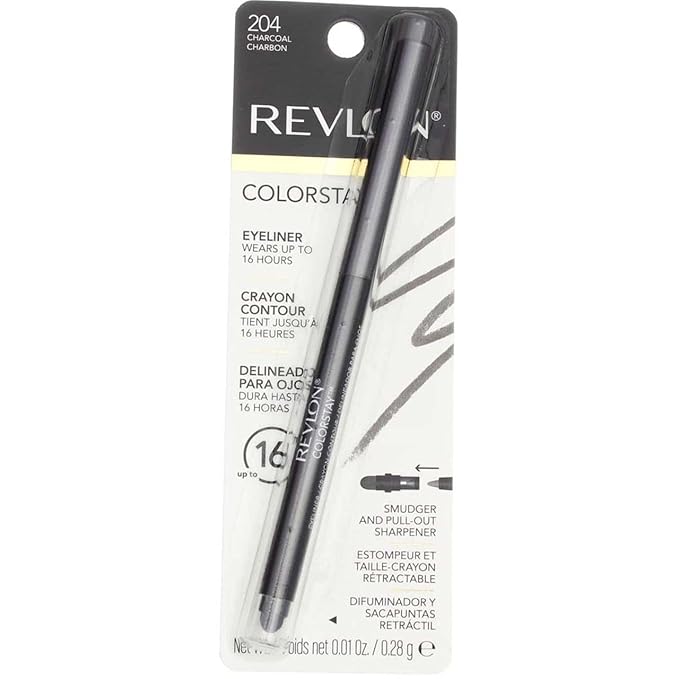 Revlon ColorStay Eyeliner Pencil, Charcoal [204], 0.01 oz (Pack of 3)