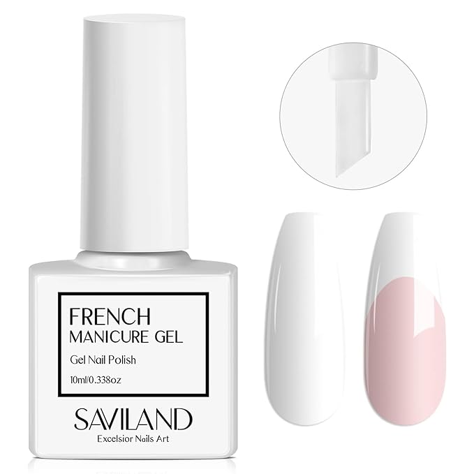SAVILAND French Gel Nail Polish: 1PC 10 ML White Nail Polish Easy French Smile Line in 5s French Tip Nail Tool French Nails U V LED Gel French Tip Nail Art Nail Supplies for Starter Professional Gift