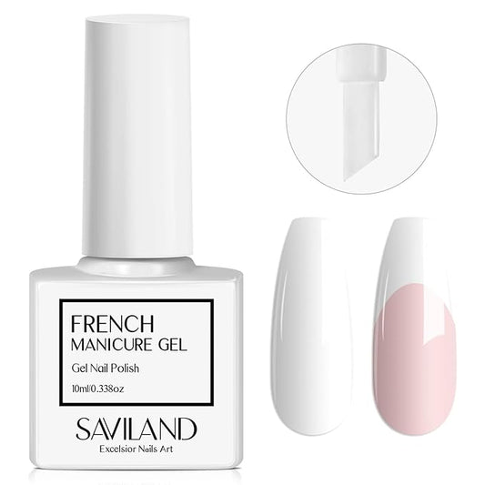 SAVILAND French Gel Nail Polish: 1PC 10 ML White Nail Polish Easy French Smile Line in 5s French Tip Nail Tool French Nails U V LED Gel French Tip Nail Art Nail Supplies for Starter Professional Gift