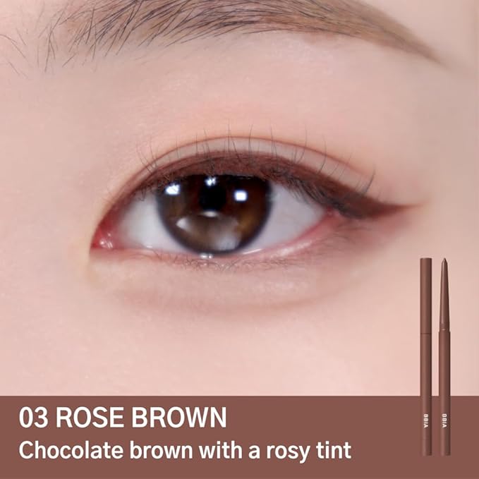 BBIA Last Auto Gel Eyeliner 17 Color – Multi-Use Longwear & Waterproof Mechanical Eye Liner Easy Drawing with Smooth Texture Smudge-Resistant Shadow & Glitter Vegan Korea Eye Makeup (03 ROSE BROWN)