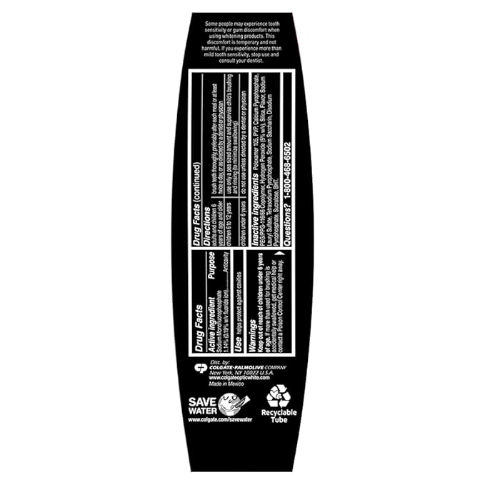 Colgate Optic White Pro Series Whitening Toothpaste with 5% Hydrogen Peroxide, Enamel Strength, 3 oz Tube