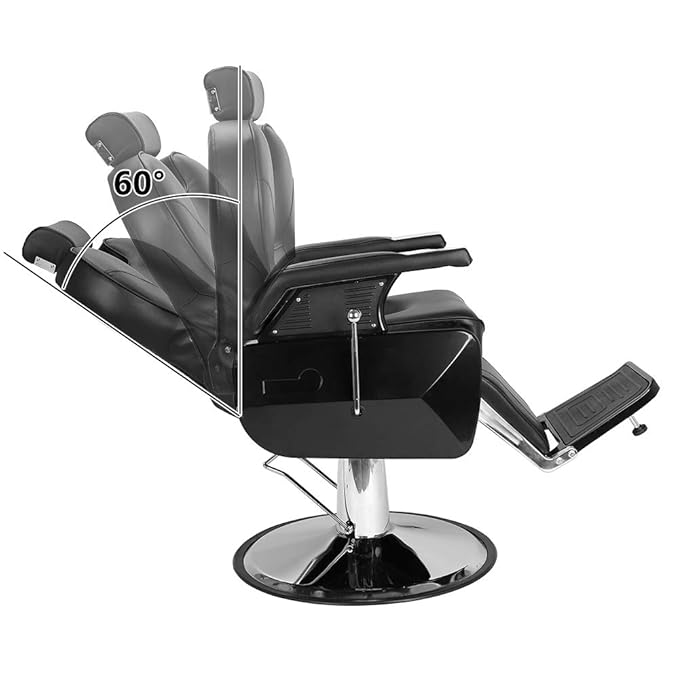 OmySalon All Purpose Hydraulic Barber Chair Recline 360 Degree Swivel Height Adjustable Heavy Duty Hairdresser Chair Beauty Salon Spa Tattoo Styling Equipment