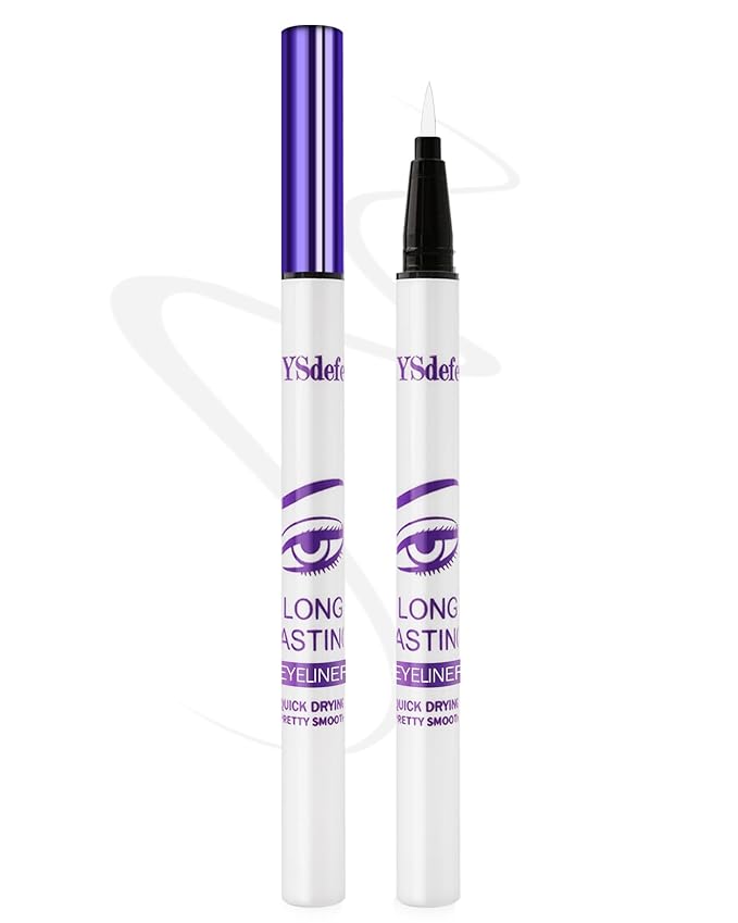Liquid Eyeliner Pen, White Waterproof Long Lasting Colored Eye Liner Pen with Precision Tip, Matte Colorful Smudgeproof High Pigmented Eyeliner Pencil, Cosplay Party Stage Eye Makeup Gift for Women-03