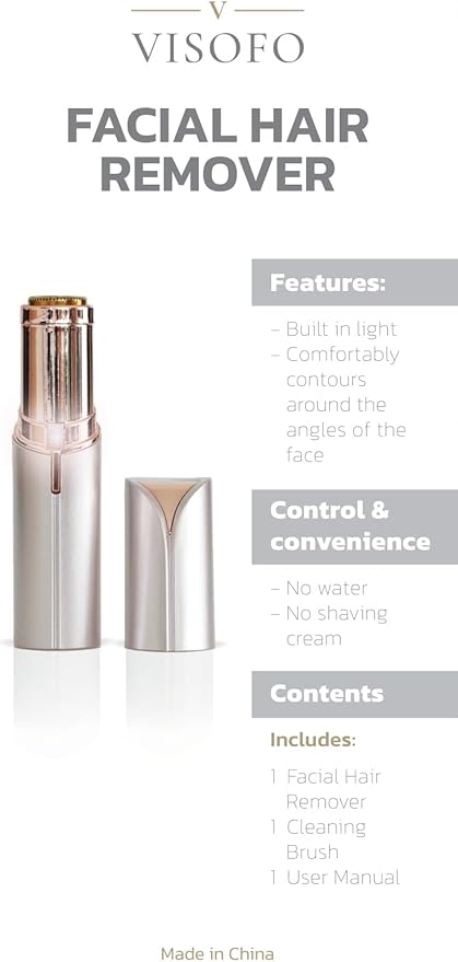 Facial Hair Removal for Women | Electric Razor Device Small Mustache Dermaplaning Remover Tools Tweezers Epilator Trimmer Face Dermaplane Shavers Beauty Gadgets Set Accessories by VISOFO (Andalusite)